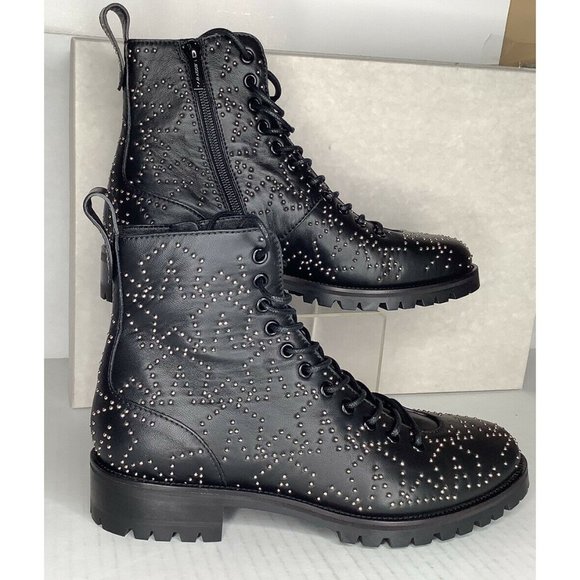 Jimmy Choo Cruz flat black/silver star leather boot  EURO size 41 - Picture 2 of 9